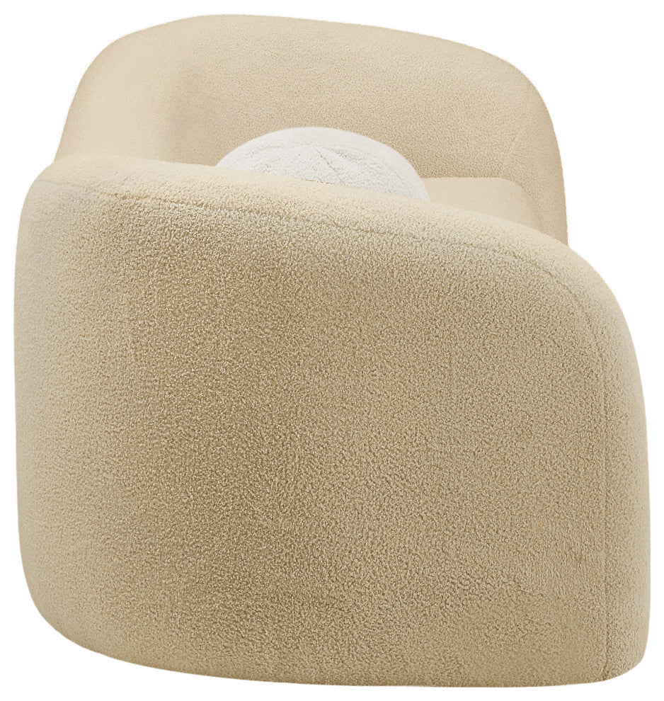 Kali Faux Shearling Teddy Fabric Upholseterd  Sofa, Beige