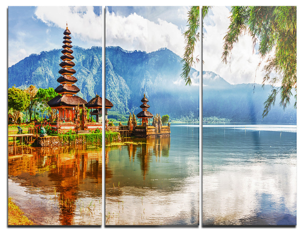 "Pura Ulun Danu" Photography Metal Wall Art, 3 Panels, 36"x28"