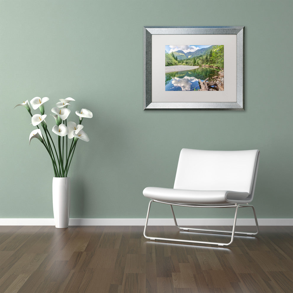 Pierre Leclerc 'Golden Ears Serenity' Matted Art, Silver Frame, White, 14x11