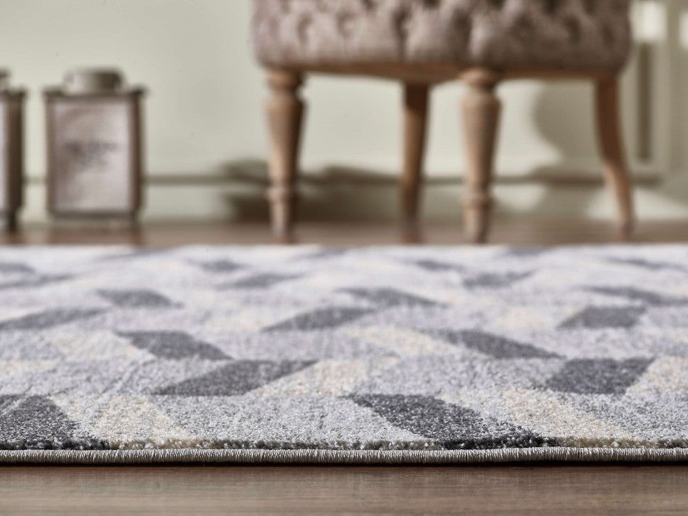 Abani Quartz QRZ170A Multicolor Neutral Geometric Chevron Area Rug