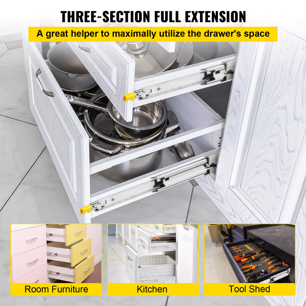 VEVOR Drawer Slides Ball Bearing Full Extension, 30 Inch, 250 Lbs