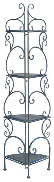 Safavieh Turuca 4 Tier Corner Shelf, Mossy Blue