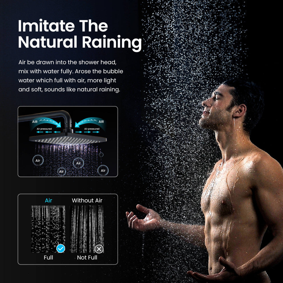 Cube Shower Column With Dual Function Shower Head, Matte Black
