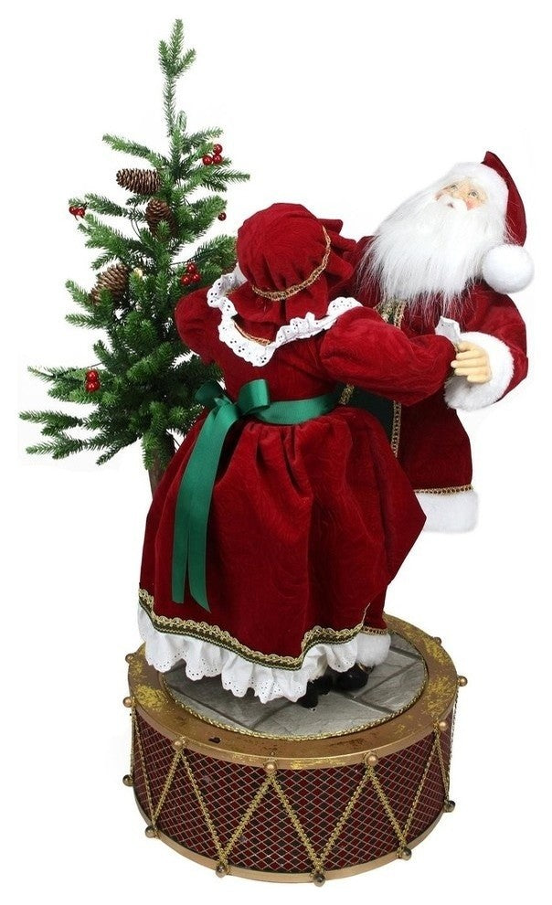 32" Musical and LED Lighted Rotating Santa and Mrs Claus Christmas Decor