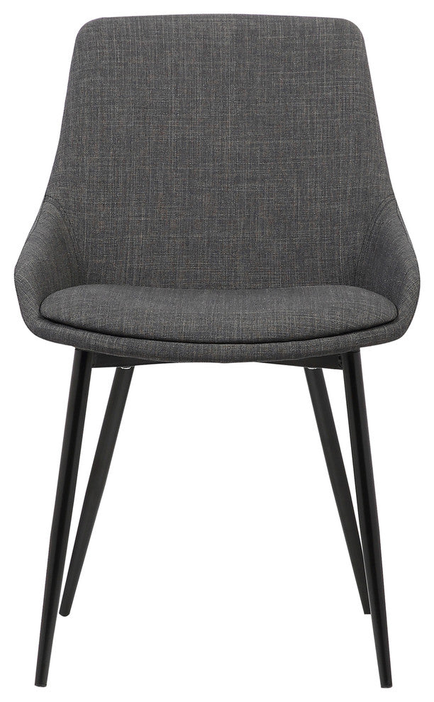 Nelson Contemporary Dining Chair, Charcoal Fabric With Black Powder Coated Legs