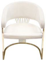 Solstice Dining Chair, Cream Velvet With Polished Gold Metal Frame