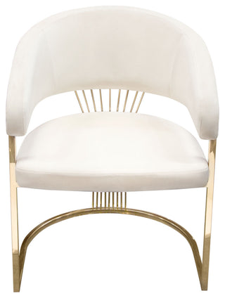 Solstice Dining Chair, Cream Velvet With Polished Gold Metal Frame