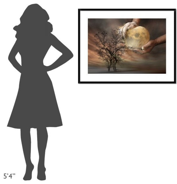 "Placing the Moon" Framed Digital Print by Elisaveta Jordanova, 38"x29"