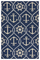 2' X 3' Navy Blue Nautical Handmade Indoor Outdoor Area Rug