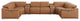 Federico 8-Piece Top Grain Italian Leather U Sectional-4 Power Recliners, Cognac