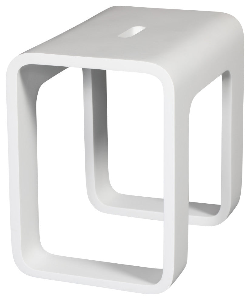White Matte Solid Surface Resin Bathroom/Shower Stool, Solid