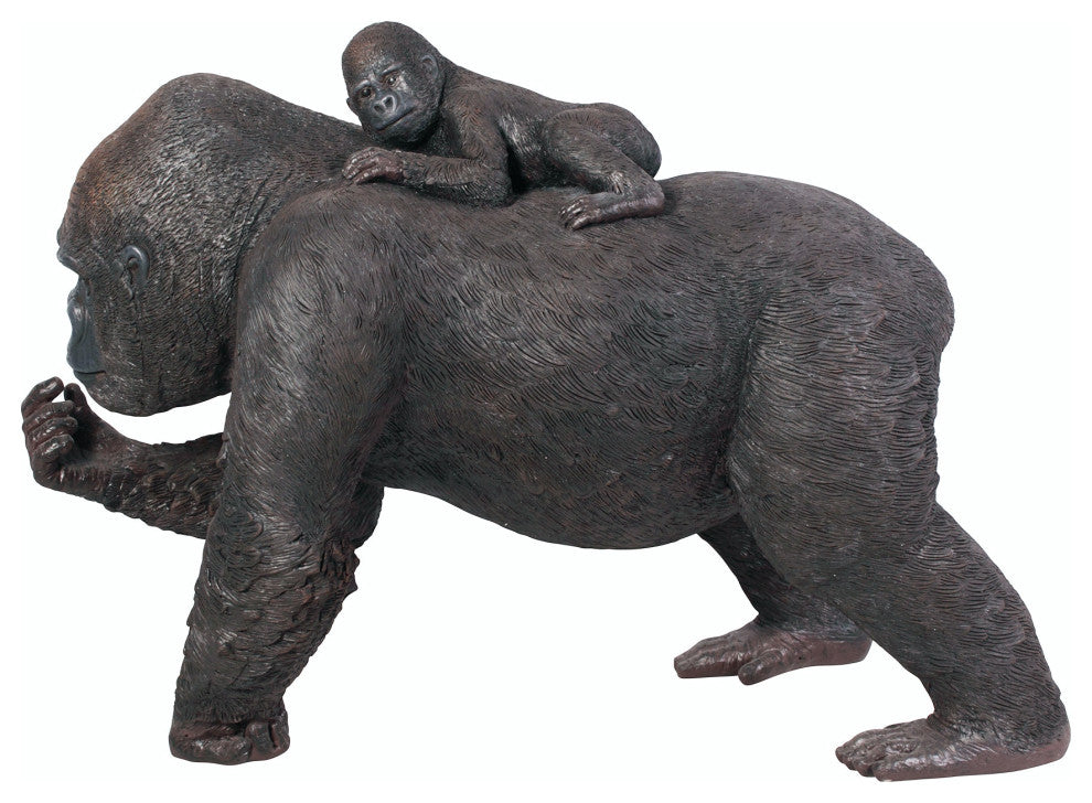 Lowland Gorillas Mother and Child Great Ape Statue