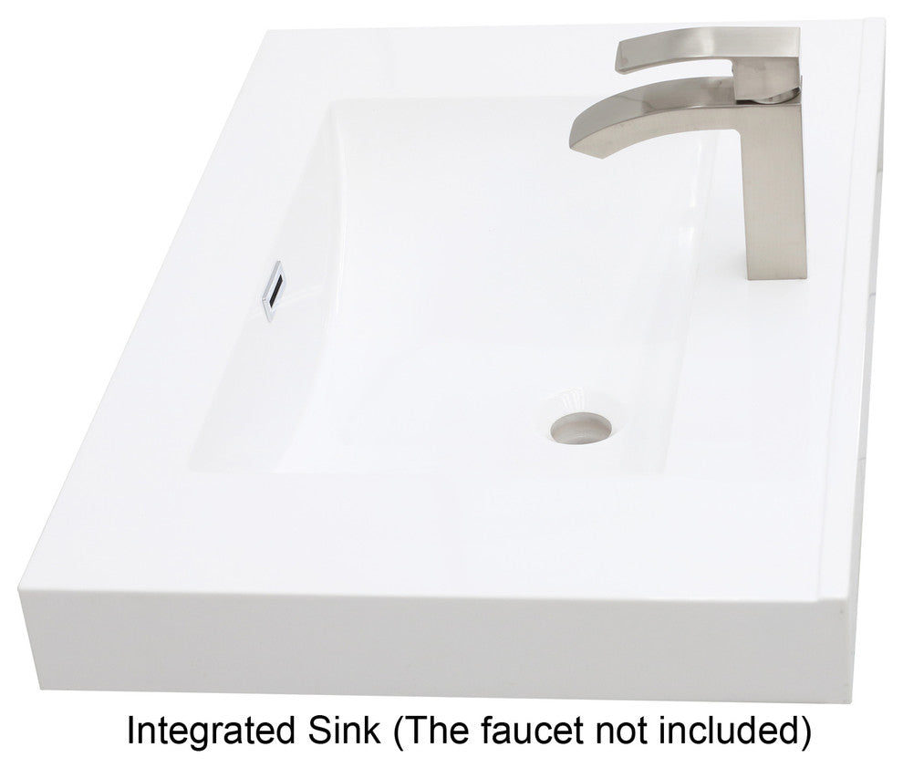 Windbay 36" Free Standing Vanity, Tan, White Integrated Sink and Countertop