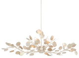 Six Light Chandelier, Contemporary Silver Leaf