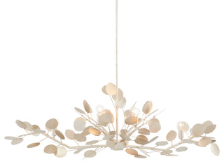 Six Light Chandelier, Contemporary Silver Leaf