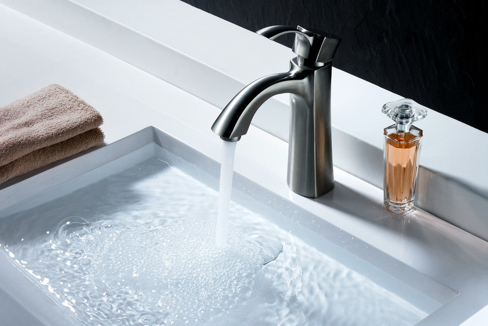 Rhythm Single Hole Single Handle Mid-Arc Bathroom Faucet, Brushed Nickel