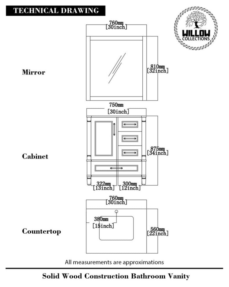 Aberdeen 30 Single Sink Bath Vanity in Hale Navy Blue  2" Calacatta Gold