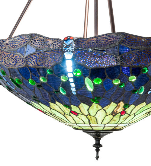 Meyda Lighting 232781 22" Wide Tiffany Hanginghead Dragonfly Inverted Pendant