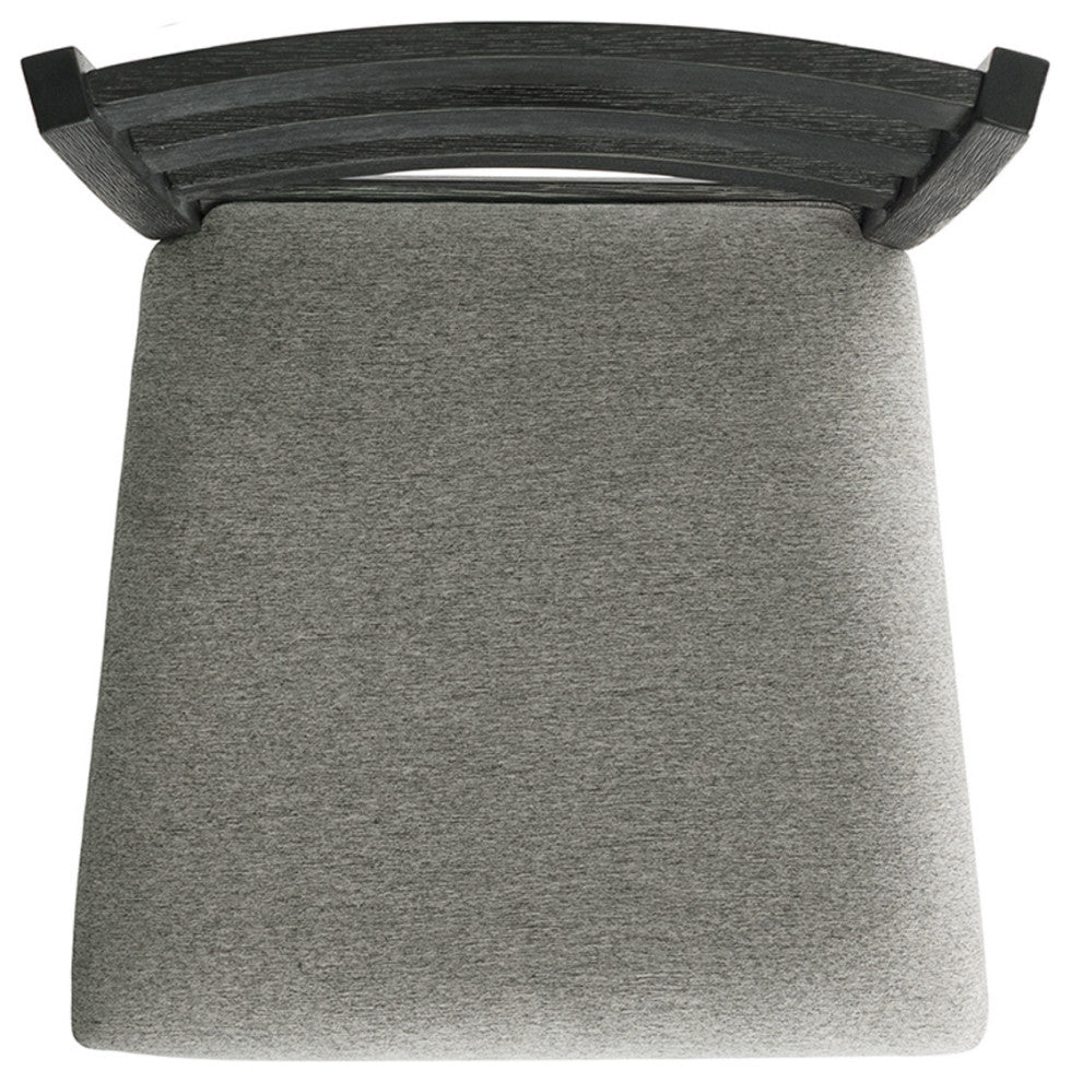 Martin Dining Side Chair With Gray Fabric, Black Finish, Set of 2