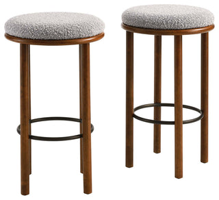 Fable Boucle Fabric Bar Stools - Set of 2 - Walnut Taupe