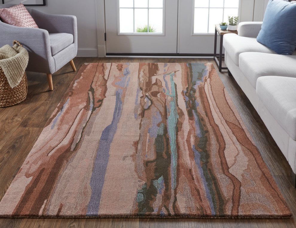 Weave & Wander Nakita Rug, Copper/Dusty Pink/Turquoise, 8ft x 10ft Rug