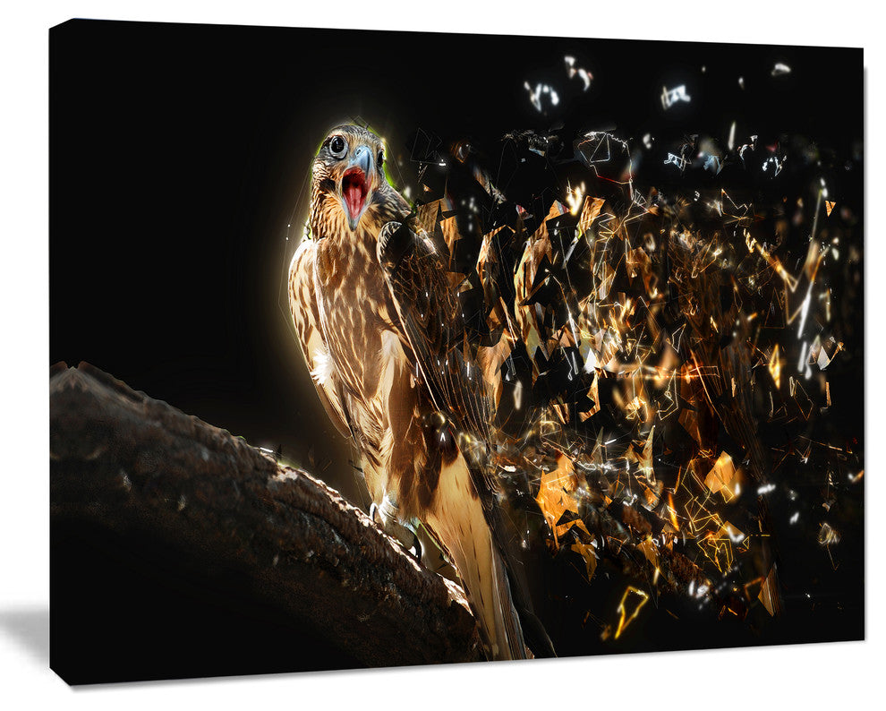 Falcon with Open Beak, Animal Canvas Wall Art, 20"x12"