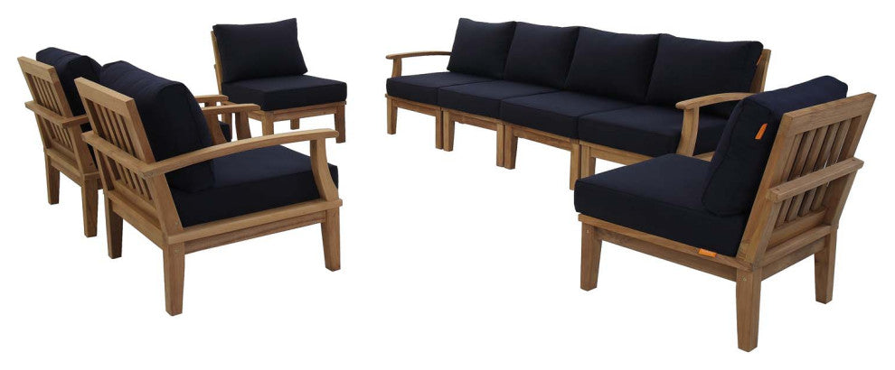 Navy Marina 8 Piece Outdoor Patio Teak Set