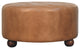 Ottoman upholstered Buffalo Brown hide leather Round Artisan Furniture