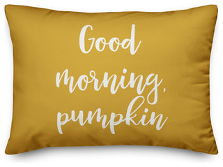 Good Morning, Pumpkin Lumbar Pillow, Mustard, 14"x20"