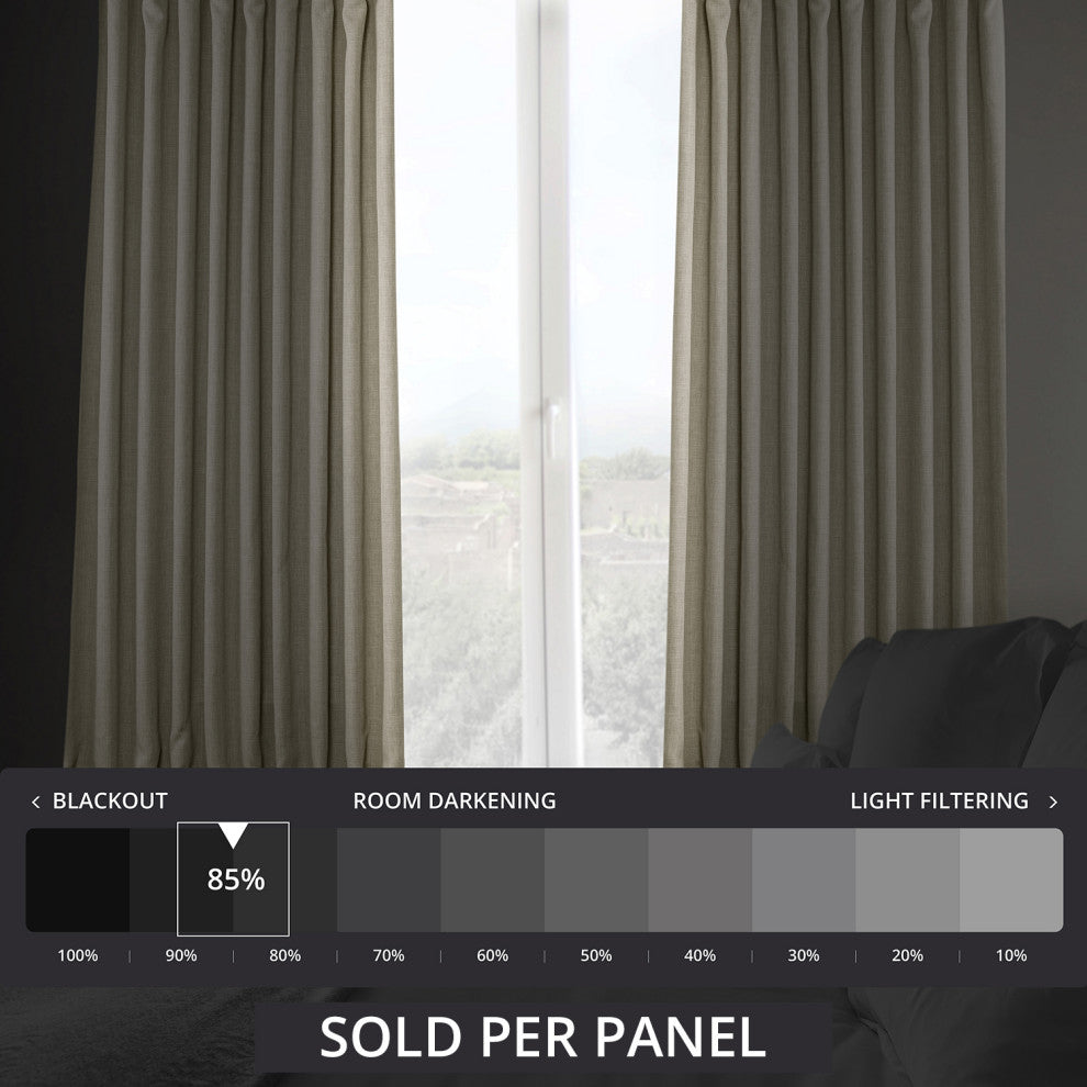 Faux Linen Extra Wide Room Darkening Curtain Single Panel, Oatmeal, 100"x84"