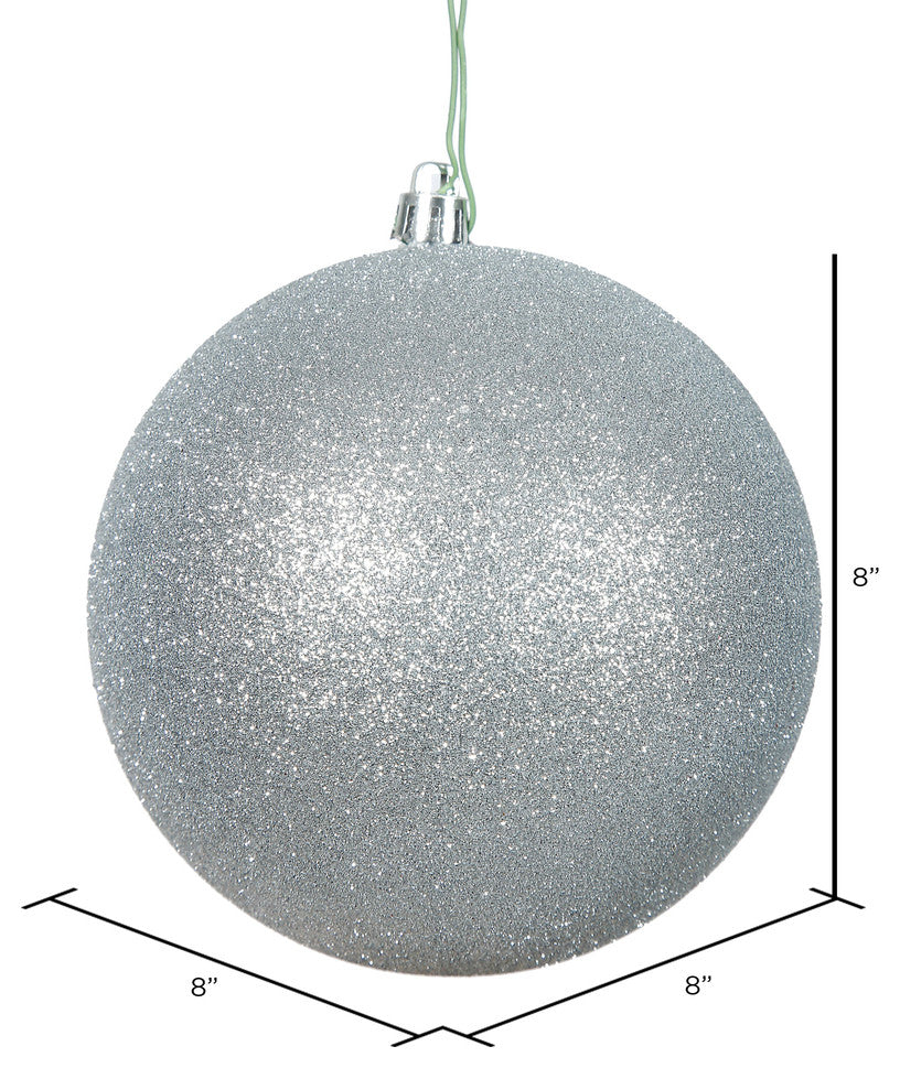 Vickerman N592007Dg 8" Silver Glitter Ball Ornament