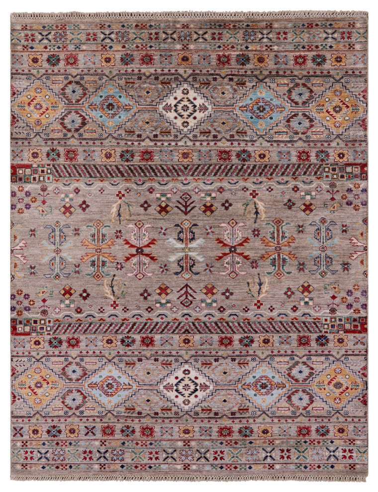 5' 2" X 6' 8" Super Kazak Khorjin Hand-Knotted Wool Rug Q8343