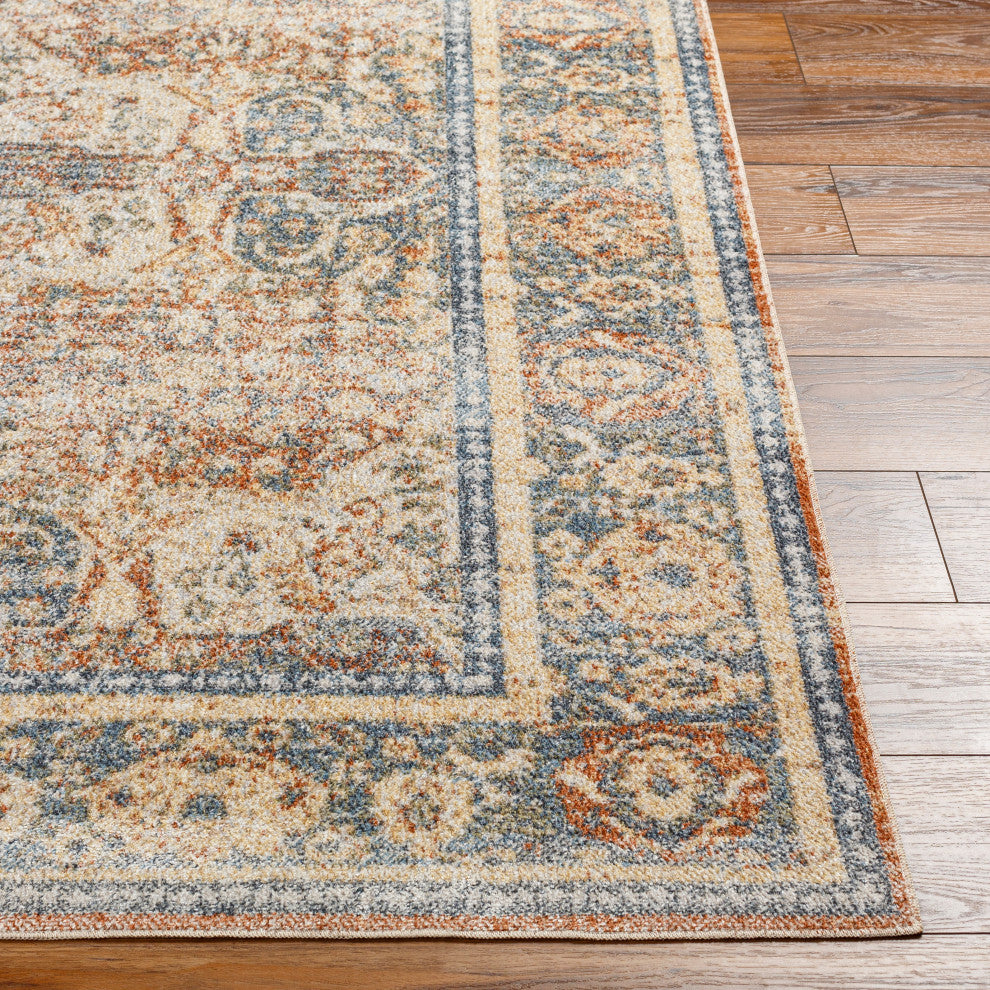 Lillian LLL-2304 Orange/Blue Machine Woven 6'7" x 9' Rug