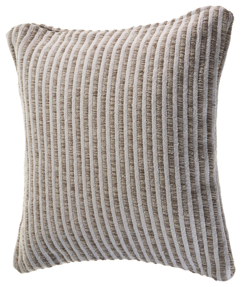 Beige and Cream Striped Throw Pillow