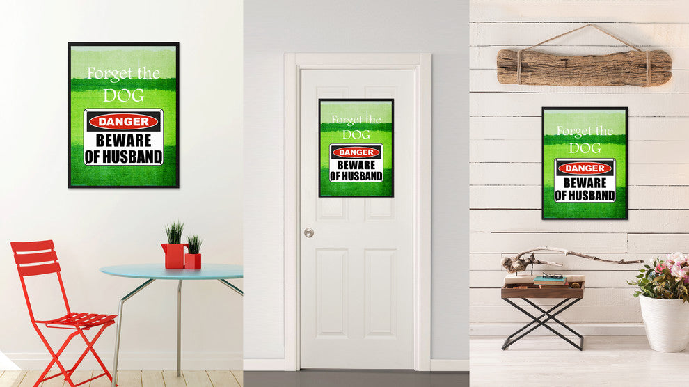 Beware Of Husband Danger Sign, Canvas, Picture Frame, 13"X17"