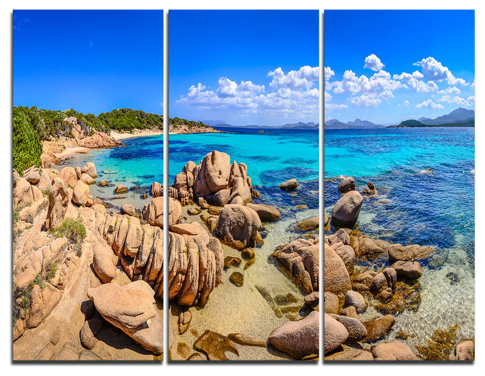 "Coastline Panorama" and Shore Photo Canvas Print, 3 Panels, 36"x28"