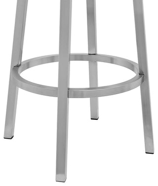 Gem 26" Swivel Modern Metal and Gray Faux Leather Bar and Counter Stool