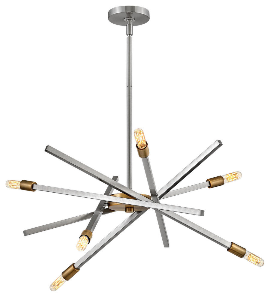 Archer Medium Single Tier Chandelier, Brushed Nickel