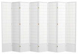 7' Tall Window Pane Shoji Screen, White, 8 Panels