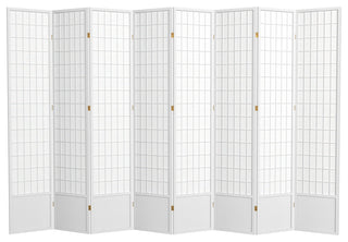 7' Tall Window Pane Shoji Screen, White, 8 Panels