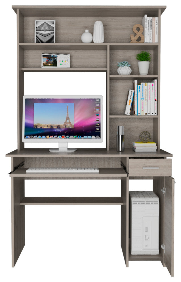 Xalo 180 Compu Hutch Desk, Light Gray