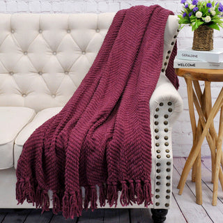 Tweed Knitted Throw Blanket, Crushed Berry, 50"x60"