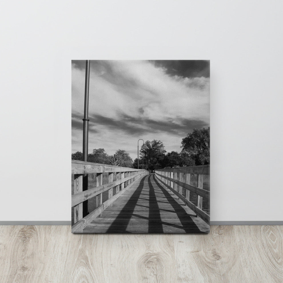 Follow the Lines Black & White Landscape Photo Canvas Wall Art Print, 16" X 20"