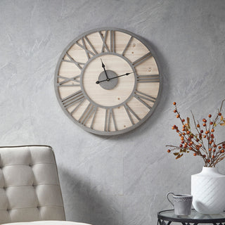 Madison Park Mason Rustic Roman Wall Decor Clock, Gray