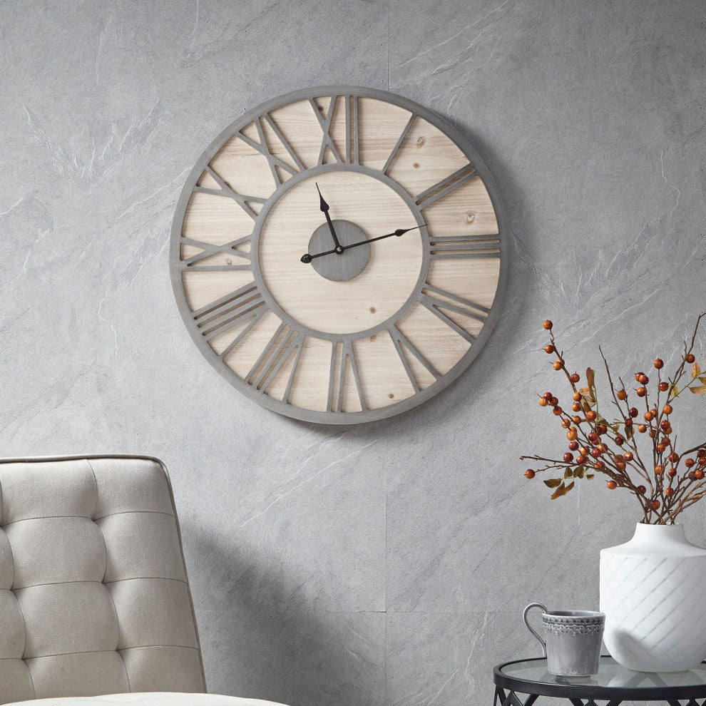 Madison Park Mason Rustic Roman Wall Decor Clock, Gray