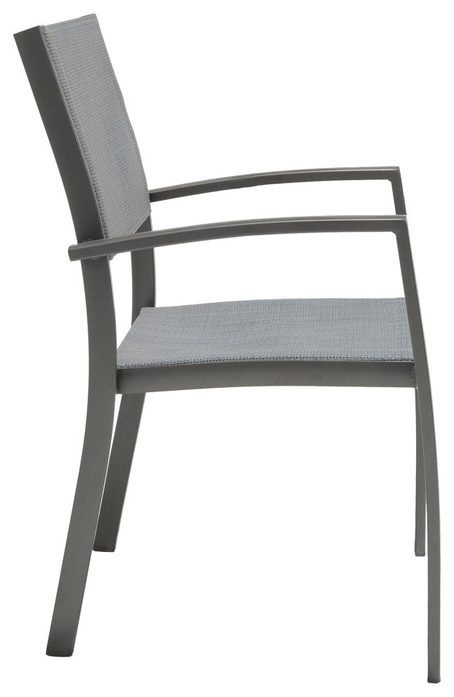 Solana Outdoor Aluminum Arm Dining Chairs in Cosmos Grey Finish - Set of 2