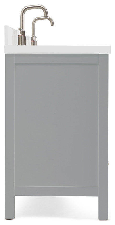 ARIEL Cambridge 73" Double Oval Sink Bathroom Vanity Grey with Quartz Top