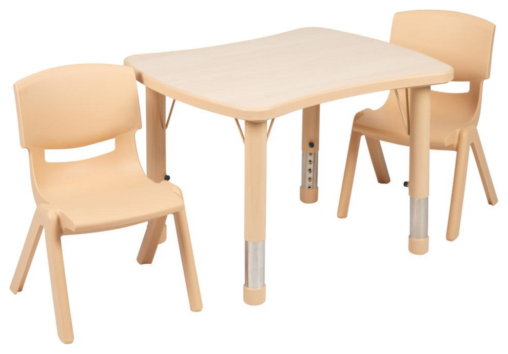 21.875"x26.625" Adjustable Rectangular Plastic Table Set, Natural