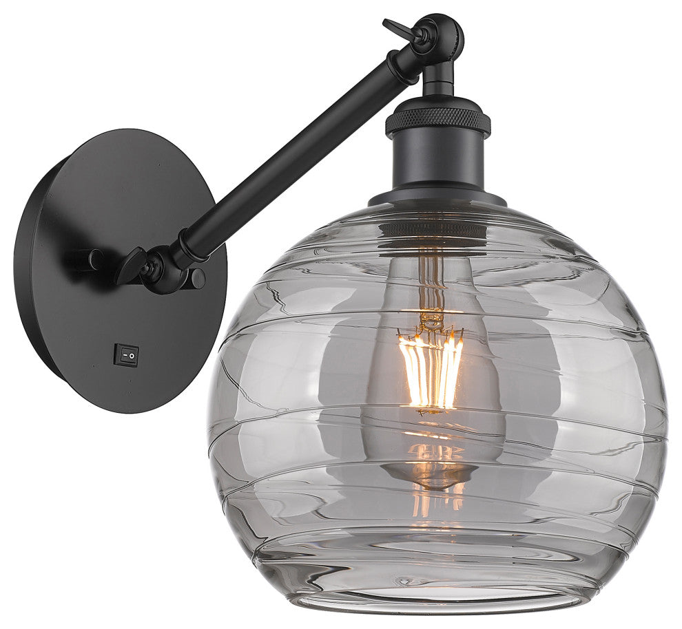 Ballston-Athens Swirl 1-Light Sconce, 8", Black, Up/Down Arm
