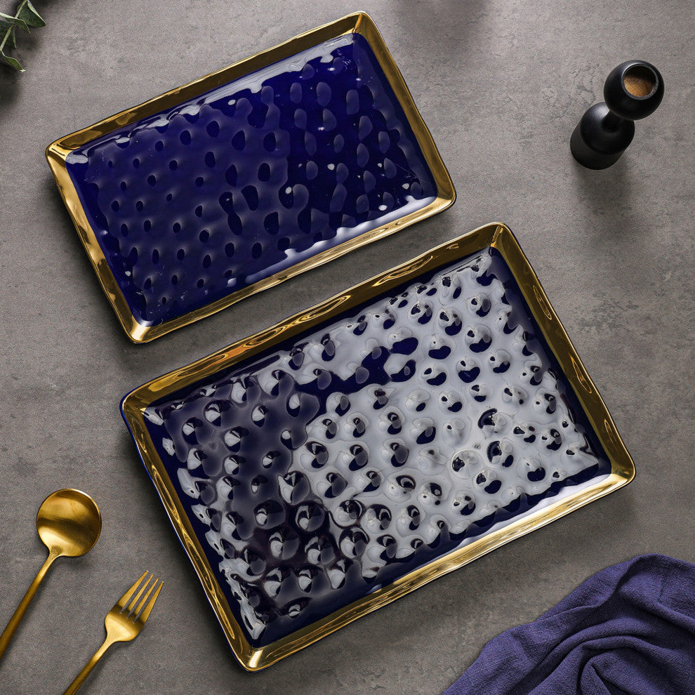 2-Piece Stone Lain Florian Porcelain Serving Set, Blue